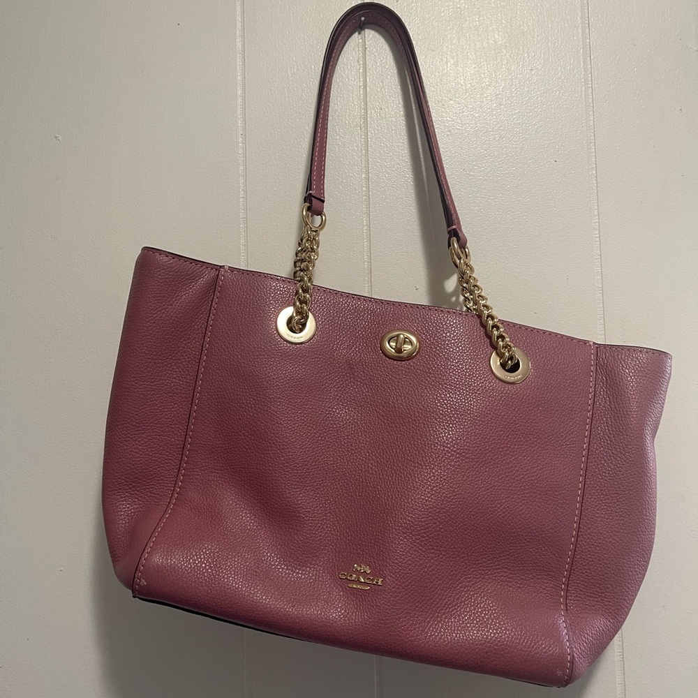 Coach mauve pebble Leather Tote Bag